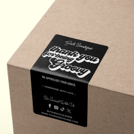 Etiqueta Gracias Retro Por Comprar Groovy Black & White
