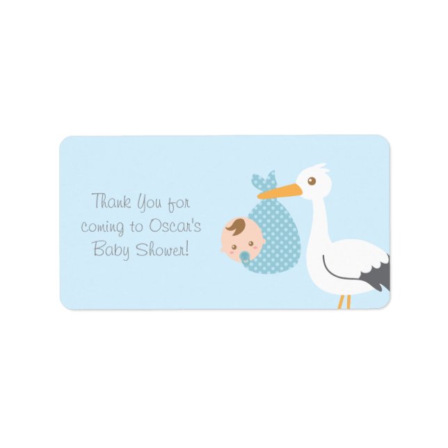 Etiqueta Gracias, Stork Delivers, niño pequeño (Frente)