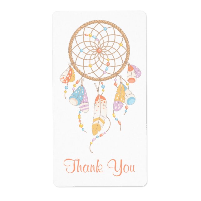 Etiqueta Gracias Tribal Dreamcatcher Boho (Frente)