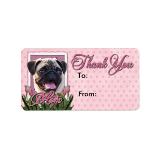 Etiqueta Gracias - Tulipanes rosados - Pug