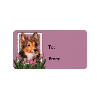 Etiqueta Gracias - Tulipanes rosados - Sheltie Puppy - Coop