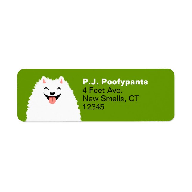 Etiqueta Graciosa caricatura de Pomerania Blanca Dirección  (Frente)