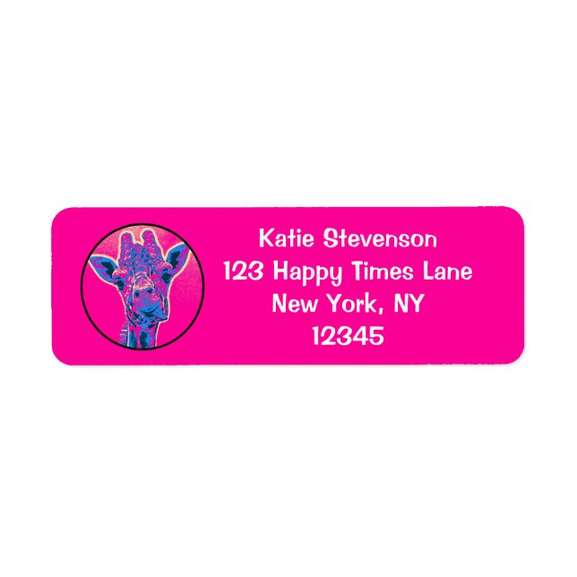 Etiqueta Graciosa jirafa sacando su lengua (Frente)