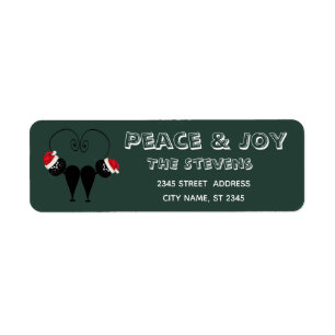 Etiqueta Graciosa pareja de gatos negros santa