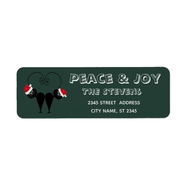 Etiqueta Graciosa pareja de gatos negros santa (Frente)