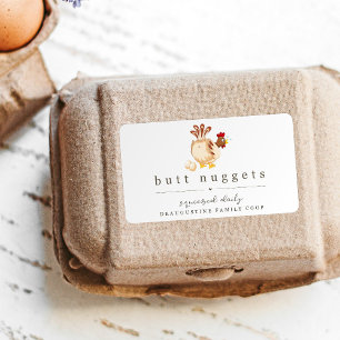 Etiqueta Gracioso Butt Nugget Farm Coop Egg Cartel