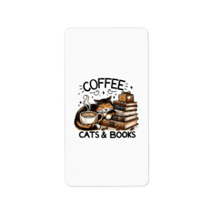 Etiqueta Gracioso Café Café Los Libros De Idea De Regalo A