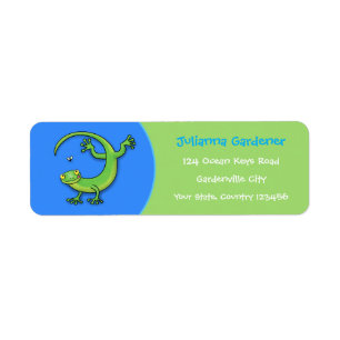 Etiqueta Gracioso, lindo personalizado de lagarto verde