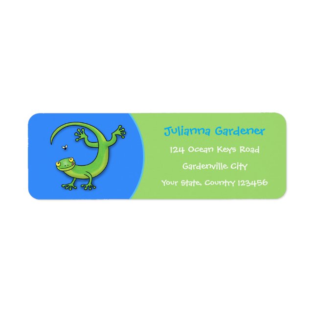 Etiqueta Gracioso, lindo personalizado de lagarto verde (Frente)