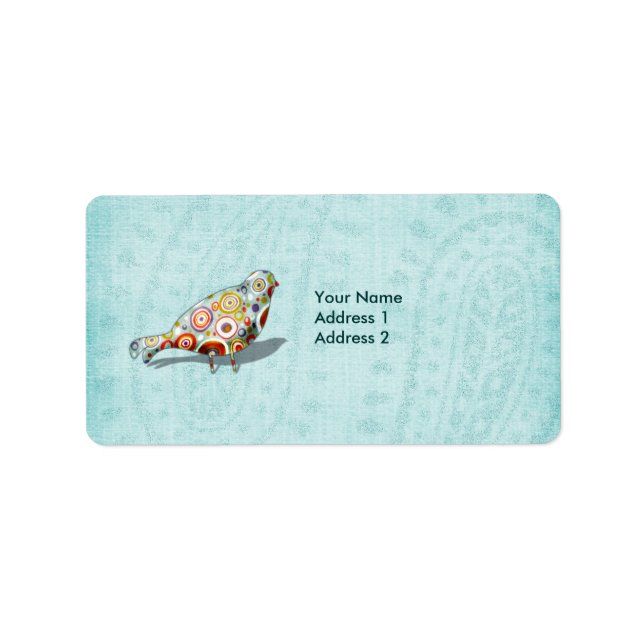 Etiqueta Gracioso pájaro caprichoso personalizado (Frente)