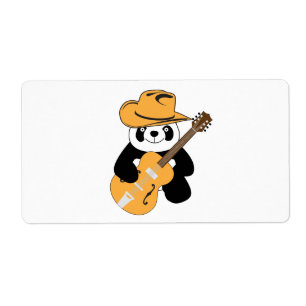 Etiqueta Gracioso panda con guitarra