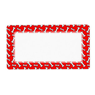 Etiqueta Gracioso patrón de huesos de perro rojo brillante 