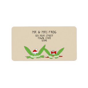 Etiqueta Gracioso Personalizado Cute Frog Pareja Navidades 