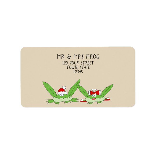 Etiqueta Gracioso Personalizado Cute Frog Pareja Navidades  (Frente)
