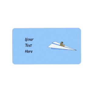 Etiqueta Gracioso piloto de avión de papel