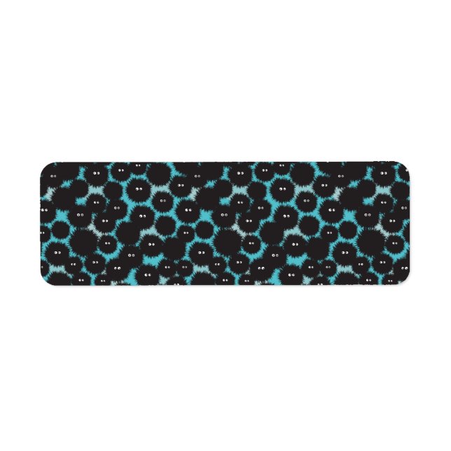 Etiqueta Graciosos monstruos esponjosos negros (Frente)