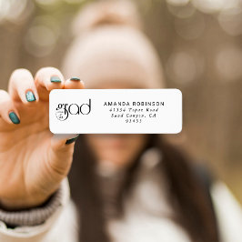 Etiqueta Grad Class of 2026 Black Typography Return Address