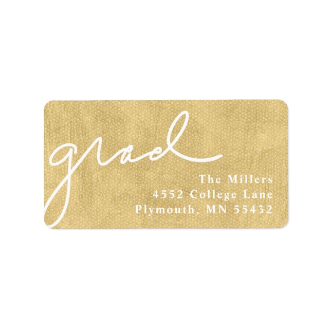 Etiqueta Grad Gold con guiones (Frente)