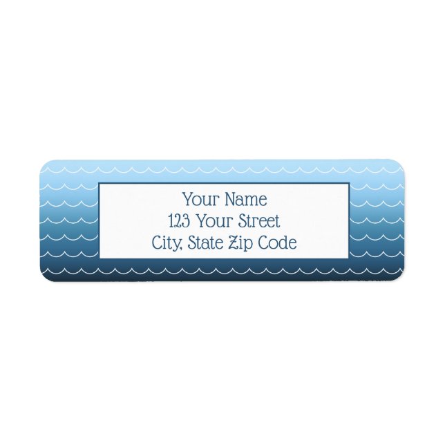 Etiqueta Gradiente azul oscuro de patrón de onda divertida (Frente)