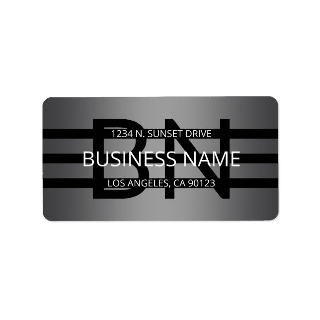 Etiqueta Gradiente gris moderno y bandas negras horizontale (Frente)