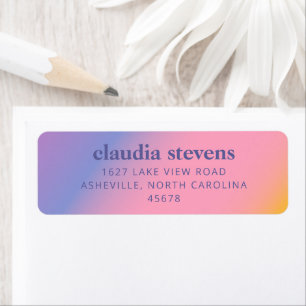 Etiqueta Gradiente Rosa Púrpura Groovy   Desayuno Nupcial 