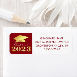 Etiqueta Graduación 2023 Relieve metalizado dorado de color