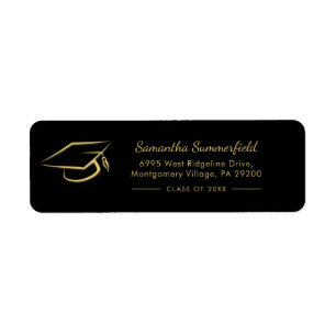 Etiqueta Graduación 2025 Cap Graduate Script Return Address