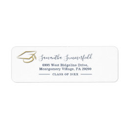 Etiqueta Graduación 2025 Dirección de retorno azul de la Ma