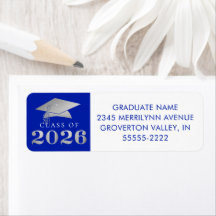 Graduación 2026 Azul Real Falso Plateado