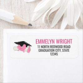 Etiqueta Graduación de Diploma de Buque Rosa Girly Cute