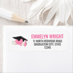 Etiqueta Graduación de Diploma de Buque Rosa Girly Cute