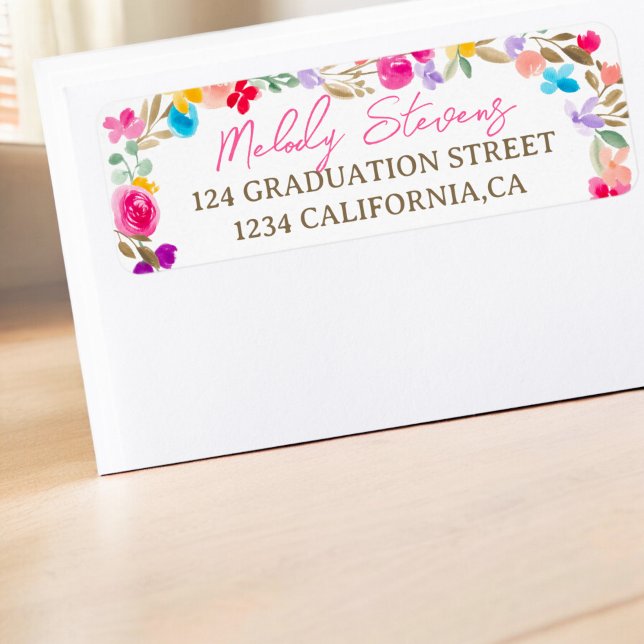 Etiqueta Graduación de prados de flores silvestres de Boho  (Boho garden wildflowers meadow graduation label)