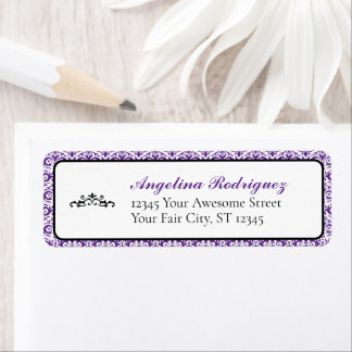 Etiqueta Graduación del patrón de Damasco púrpura