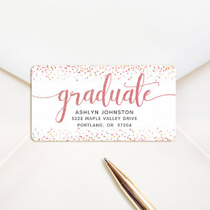 Etiqueta Graduación dirección de personalizado de escritura
