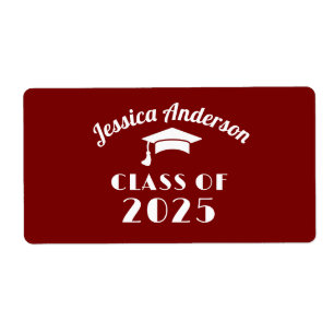 Etiqueta Graduación personalizada de Marrón y Blanco