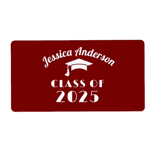Etiqueta Graduación personalizada de Marrón y Blanco (Frente)