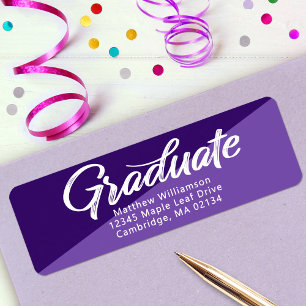 Etiqueta Graduación púrpura Dirección retro negrita guión m