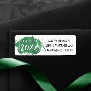 Etiqueta Graduación verde   Dirección moderna de pintura