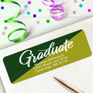 Etiqueta Graduación Verde Negrita Escritura Simple Moderna