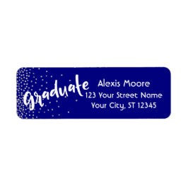 Etiqueta "Graduado" con Confetti plateado por la marina