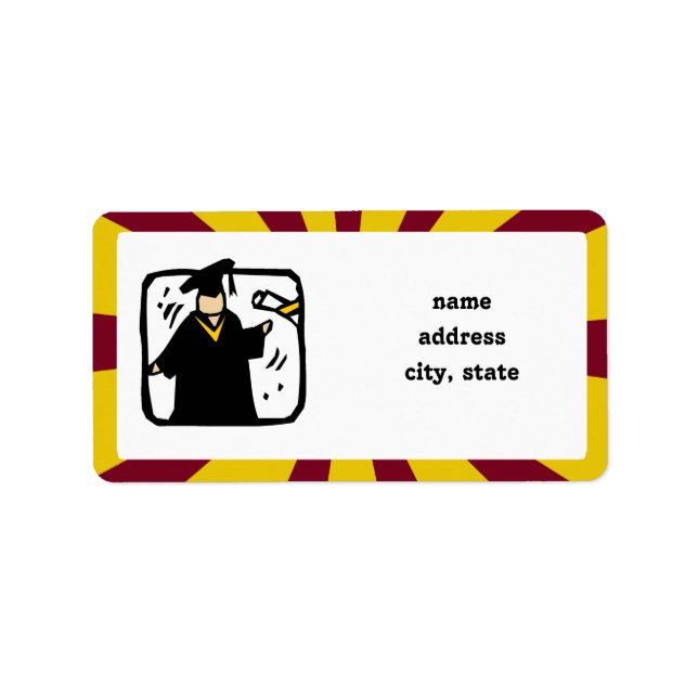 Etiqueta Graduado Recibiendo Diploma (2) Rojo y Oro (Frente)