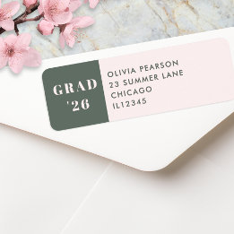 Etiqueta Graduation Modern Minimalist Sage Green Blush