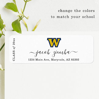 Etiqueta Graduation Return Address Label with School Logo
