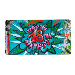 Etiqueta Graffiti feliz 18 de cumpleaños