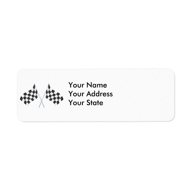 Etiqueta gráfica de banderas de carreras a cuadros (Frente)