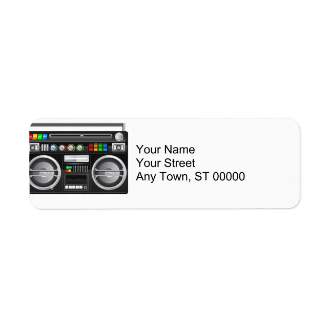 Etiqueta gráfico retro boombox ghetto blaster (Frente)