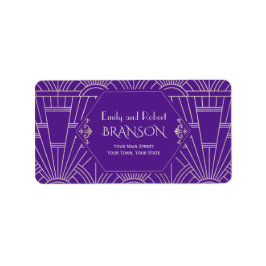 Etiqueta Gran Gatsby de plata morada real Boda de los años 