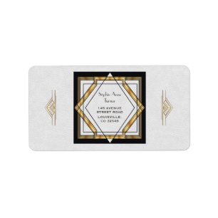 Etiqueta Gran Gatsby Gold Boda Art Deco Blanco