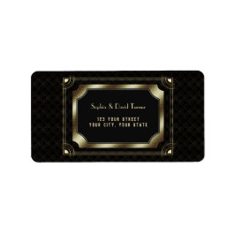 Etiqueta Gran Glamoroso Gran Gatsby Oro Negro Art Deco Boda