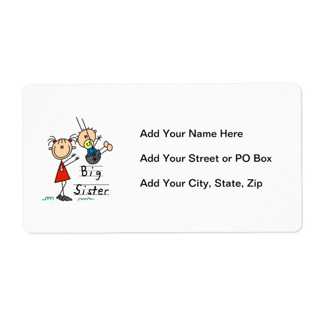 Etiqueta Gran Hermana con pequeños regalos de Hermano (Frente)